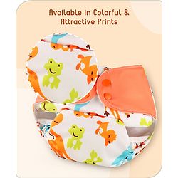 Babyhug Free Size Reusable Cloth Diaper With Inserts & Contrast Flap Pack of 3 - Blue & Brown