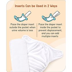 Babyhug Free Size Reusable Cloth Diaper With Inserts & Contrast Flap Pack of 3 - Blue & Brown