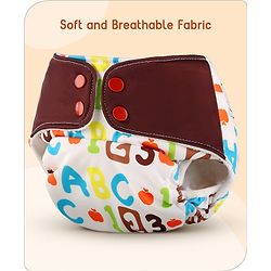 Babyhug Free Size Reusable Cloth Diaper With Inserts & Contrast Flap Pack of 3 - Blue & Brown
