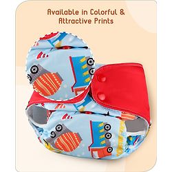 Babyhug Free Size Reusable Cloth Diaper With Inserts & Contrast Flap Pack of 3 - Blue & Brown