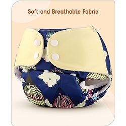 Babyhug Free Size Reusable Cloth Diaper With Inserts & Contrast Flap Pack of 3 - Blue & Brown