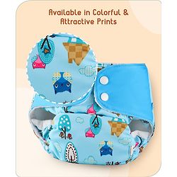 Babyhug Free Size Reusable Cloth Diaper With Inserts & Contrast Flap Pack of 3 - Blue & Brown