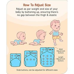 Babyhug Free Size Reusable Cloth Diaper With Inserts & Contrast Flap Pack of 3 - Blue & Brown