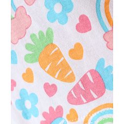 Babyhug Cotton Knit Full Sleeves Co-ords Night Suit with Rainbow & Floral Print - White