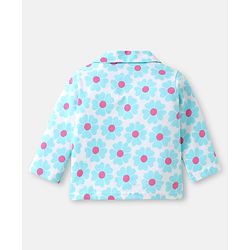 Babyhug Cotton Knit Full Sleeves Co-ords Night Suit with Floral Print - White