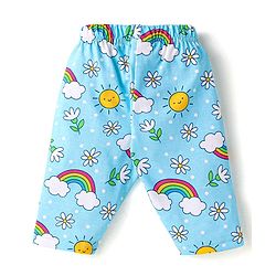 Babyhug Cotton Knit Full Sleeves Night Suit with Floral Print - Light Blue