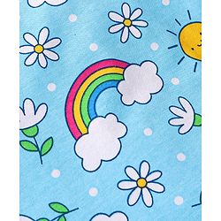 Babyhug Cotton Knit Full Sleeves Night Suit with Floral Print - Light Blue