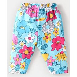 Babyhug Cotton Knit Full Sleeves Night Suit With Floral Print- Light Blue