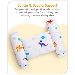 Babyhug Baby Anti Roll Side Bolsters Aeroplane Theme  - White
