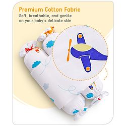 Babyhug Baby Anti Roll Side Bolsters Aeroplane Theme  - White
