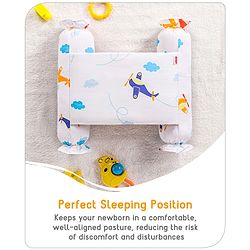 Babyhug Baby Anti Roll Side Bolsters Aeroplane Theme  - White