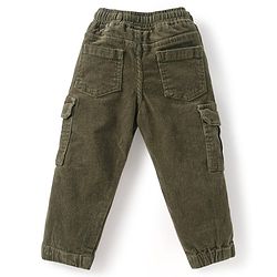 Babyhug 100% Cotton Woven Full Sleeves Printed Shirt & Corduroy Joggers Set - White & Green
