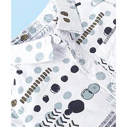 Babyhug 100% Cotton Woven Full Sleeves Printed Shirt & Corduroy Joggers Set - White & Green