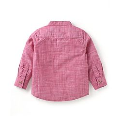 Babyhug Cotton Woven Full Sleeves  Mandarin Collar Shirt & Jeans Set - Red & Blue