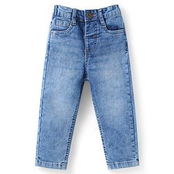 Babyhug Cotton Woven Full Sleeves  Mandarin Collar Shirt & Jeans Set - Red & Blue