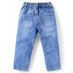 Babyhug Cotton Woven Full Sleeves  Mandarin Collar Shirt & Jeans Set - Red & Blue