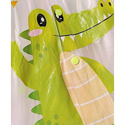 Babyhug Full Sleeves Below Knee Length Raincoat With Dino Print - Green & White