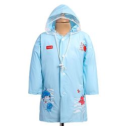 Babyhug Full Sleeves Below Knee Length Raincoat With Fish Print - Light Blue