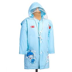 Babyhug Full Sleeves Below Knee Length Raincoat With Fish Print - Light Blue