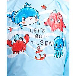Babyhug Full Sleeves Below Knee Length Raincoat With Fish Print - Light Blue