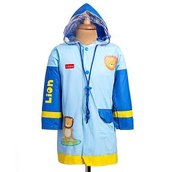 Babyhug Full Sleeves Below Knee Length Raincoat With Lion Print - Light Blue