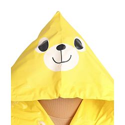 Babyhug Full Sleeves Below Knee Length Raincoat With Bear Box Print - Yellow