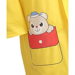 Babyhug Full Sleeves Below Knee Length Raincoat With Bear Box Print - Yellow