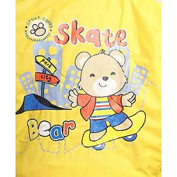 Babyhug Full Sleeves Below Knee Length Raincoat With Bear Box Print - Yellow