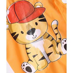Babyhug Full Sleeves Below Knee Length Raincoat With Tiger Print - Orange