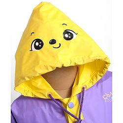 Babyhug Full Sleeves Below Knee Length Raincoat With Animal Print - Purple & Yellow