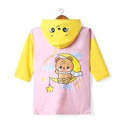 Babyhug Full Sleeves Below Knee Length Raincoat With Unicorn & Teddy Bear Print - Pink & Yellow