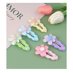 Babyhug Free Size Snap Clips With Floral Applique Pack of 5 - Multicolor