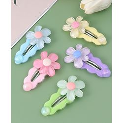 Babyhug Free Size Snap Clips With Floral Applique Pack of 5 - Multicolor