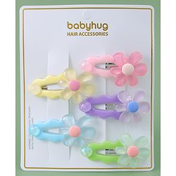 Babyhug Free Size Snap Clips With Floral Applique Pack of 5 - Multicolor