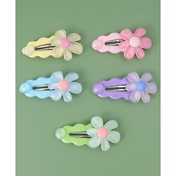 Babyhug Free Size Snap Clips With Floral Applique Pack of 5 - Multicolor