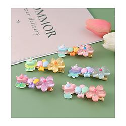 Babyhug Free Size Hair Pins And Clips With Floral Applique Pack of 5 - Multicolor