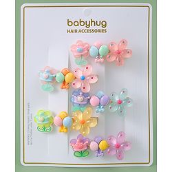 Babyhug Free Size Hair Pins And Clips With Floral Applique Pack of 5 - Multicolor