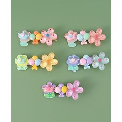 Babyhug Free Size Hair Pins And Clips With Floral Applique Pack of 5 - Multicolor