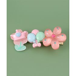 Babyhug Free Size Hair Pins And Clips With Floral Applique Pack of 5 - Multicolor