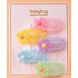 Babyhug Free Size Snap Clips With Floral Applique Pack of 5 - Multicolor