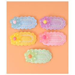 Babyhug Free Size Snap Clips With Floral Applique Pack of 5 - Multicolor