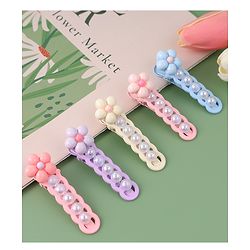 Babyhug Free Size Hair Pins And Clips With Floral Applique Pack of 5 - Multicolor