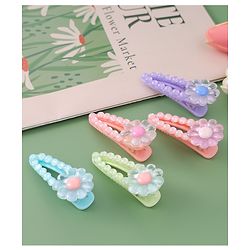 Babyhug Free Size Hair Pins And Clips With Floral Applique Pack of 5 - Multicolor