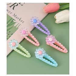 Babyhug Free Size Hair Pins And Clips With Floral Applique Pack of 5 - Multicolor