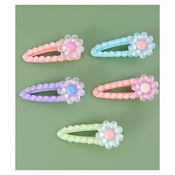 Babyhug Free Size Hair Pins And Clips With Floral Applique Pack of 5 - Multicolor