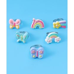 Babyhug Unicorn & Butterfly Designed Finger Rings Pack of 6 - Blue