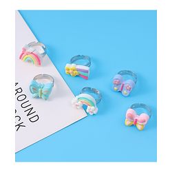 Babyhug Unicorn & Butterfly Designed Finger Rings Pack of 6 - Blue