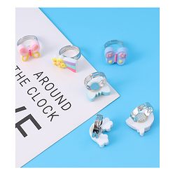 Babyhug Unicorn & Butterfly Designed Finger Rings Pack of 6 - Blue