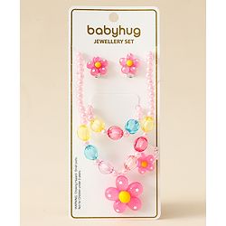 Babyhug Jewellery Set with Floral Motif Free Size - Pink