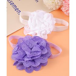 Babyhug Free Size Headbands With Floral Applique Pack Of 2 - Purple & White